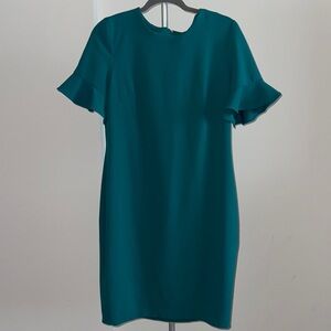 Calvin Klein Blue Ruffled Sheath Dress